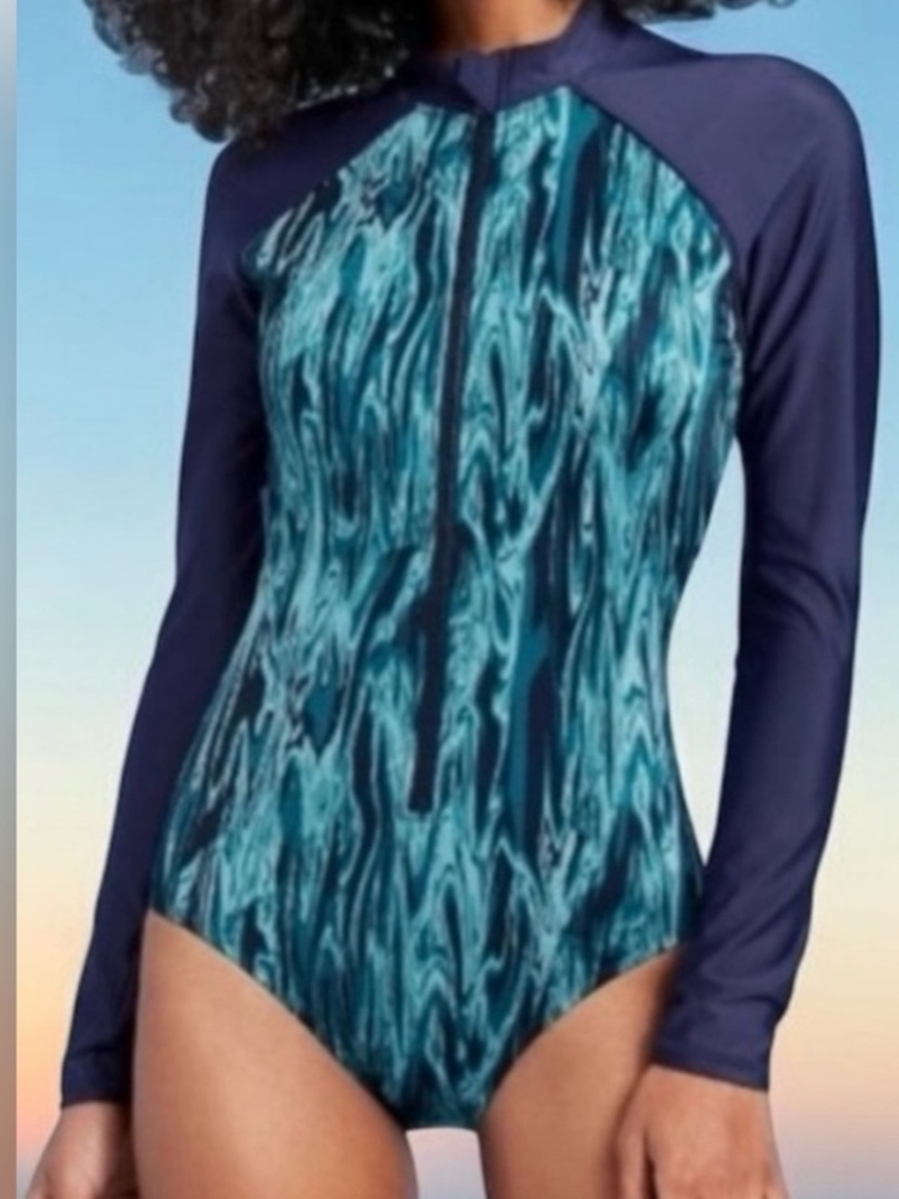 Target Women's Blue and Black One Piece Swimsuit